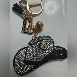 NWT Cowgirl hat keychain bag charm